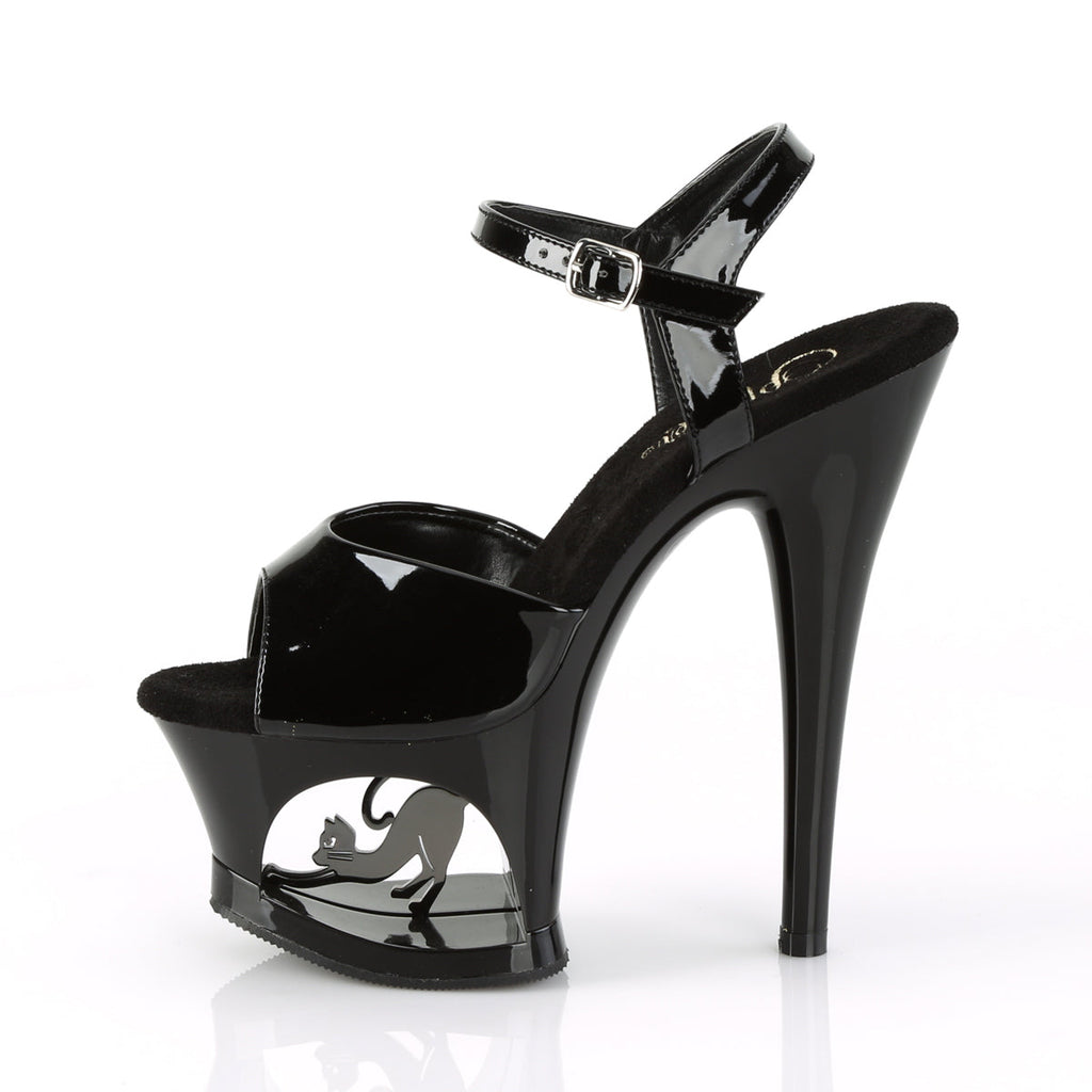 Pleaser Womens Sandals MOON-709CAT Blk/Blk-Slv