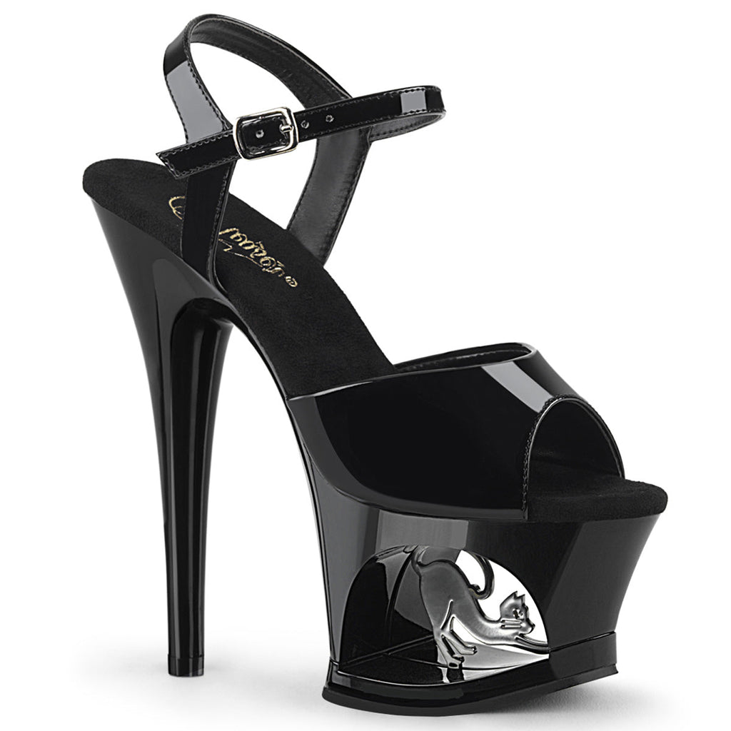 Pleaser Womens Sandals MOON-709CAT Blk/Blk-Slv