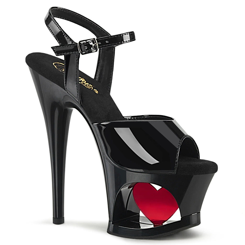 Pleaser   MOON-709H Blk Pat/Blk-Red