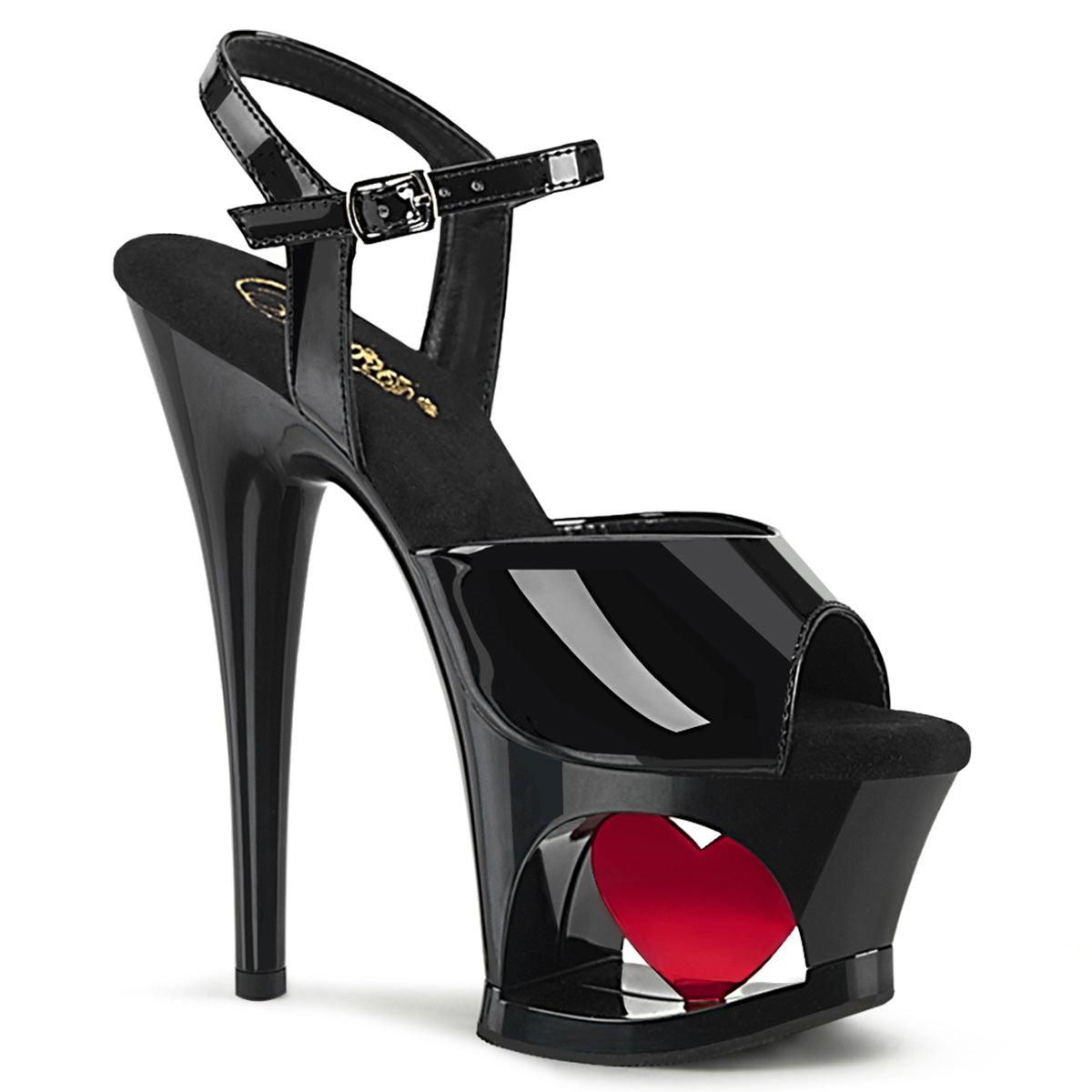 Pleaser   MOON-709H Blk Pat/Blk-Red