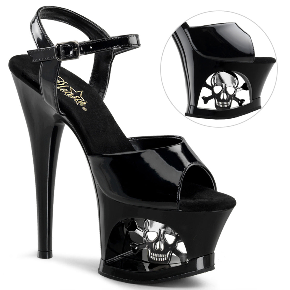 Pleaser Womens Sandals MOON-709SK Blk/Blk-Pewter