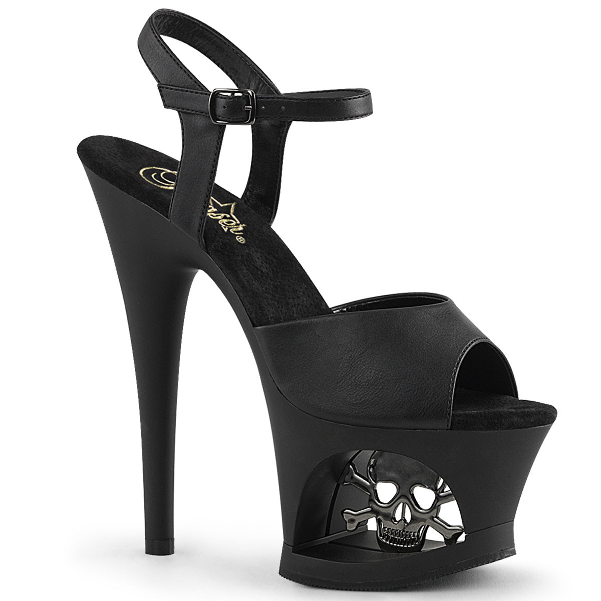 Pleaser Womens Sandals MOON-709SK Blk Faux Leather/Blk Matte