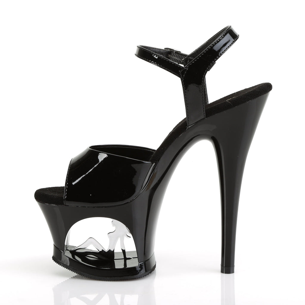 Pleaser Womens Sandals MOON-709TG Blk Pat/Blk-Slv