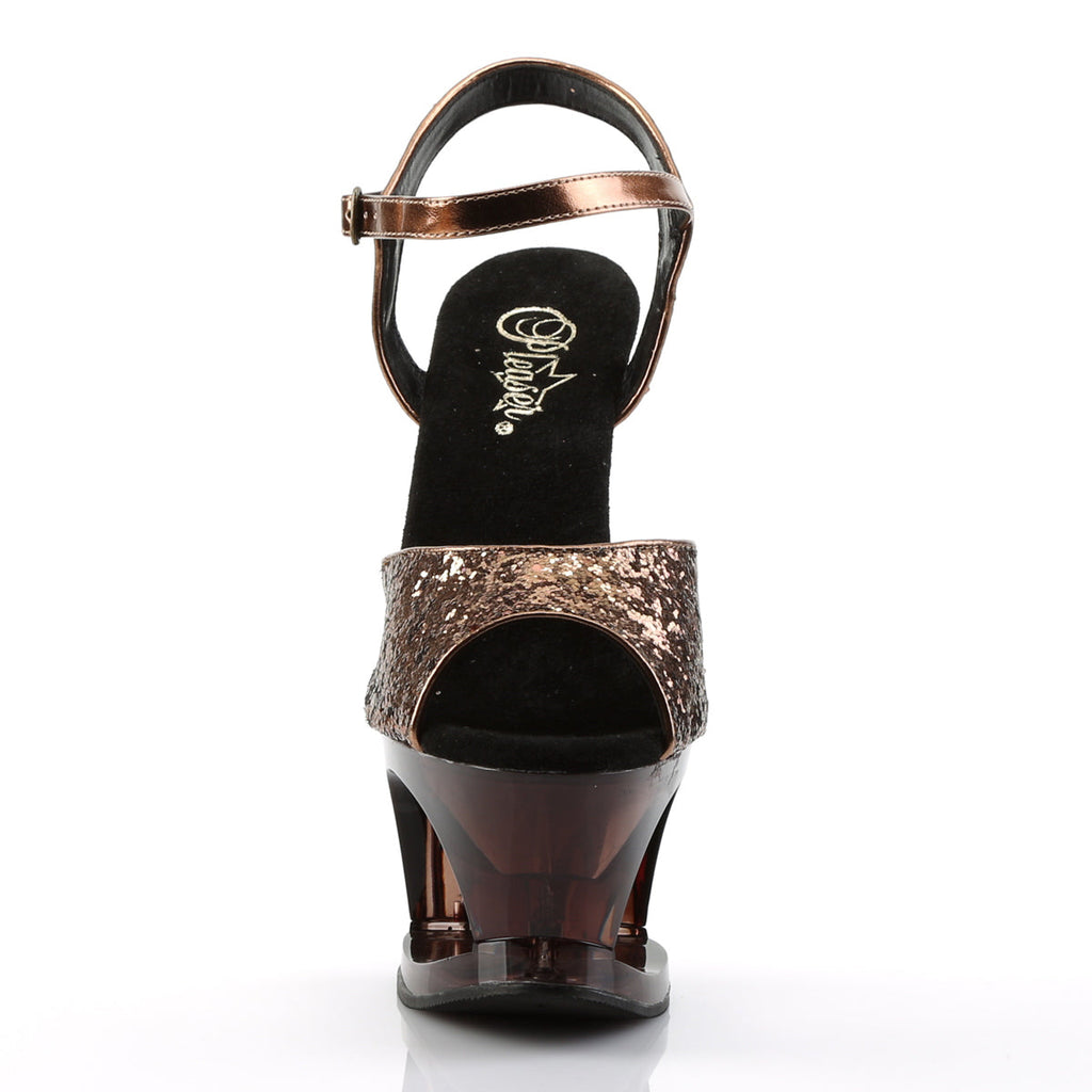 Pleaser Womens Sandals MOON-710GT Bronze Glitter/Bronze Tinted