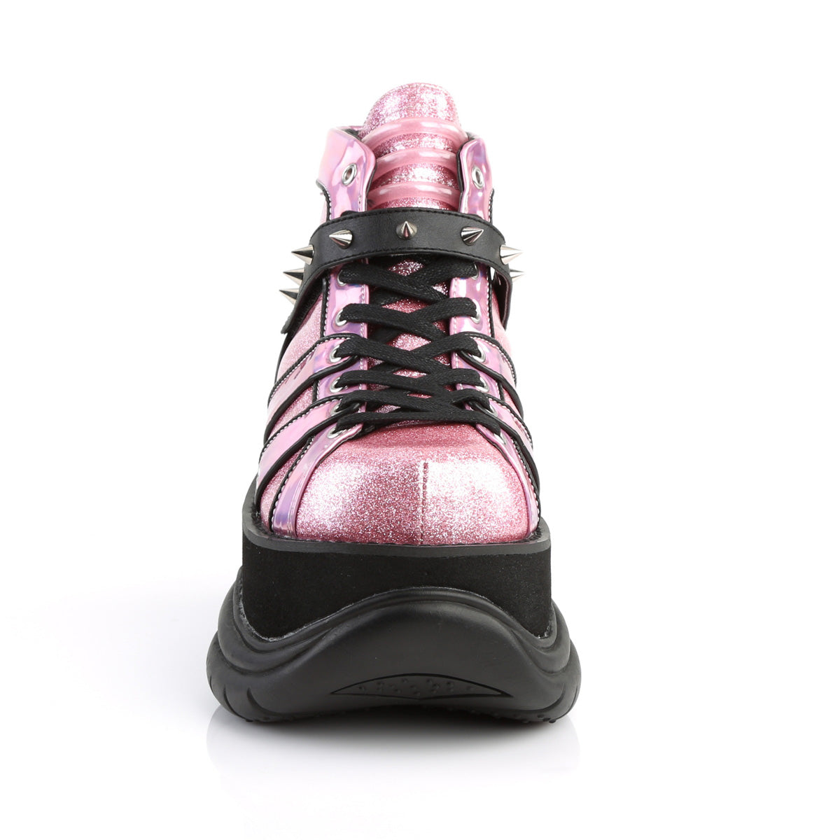 DemoniaCult Mens Boots NEPTUNE-100 Pink Glitter-Silver/Vegan Leather