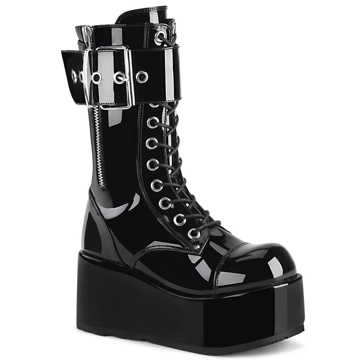 DemoniaCult Mens Boots PETROL-150 Blk Pat