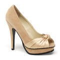 Pin Up Couture Womens Pumps PLEASURE-05 Champagne Sueded Pu-Satin