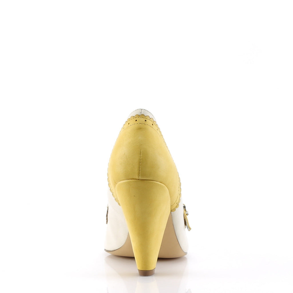 Pin Up Couture Womens Pumps POPPY-18 Yellow-Cream Faux Leather