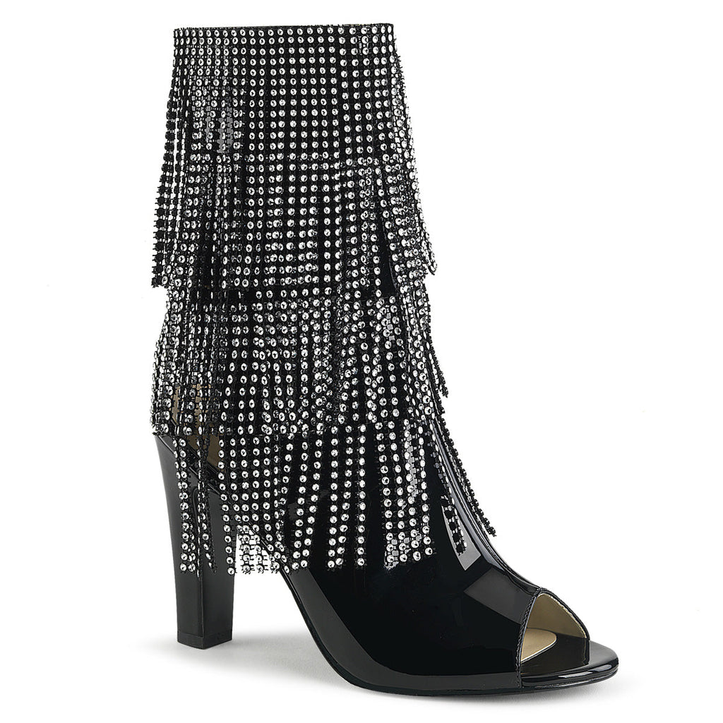 Pleaser Pink Label Womens Ankle Boots QUEEN-100 Blk Pat