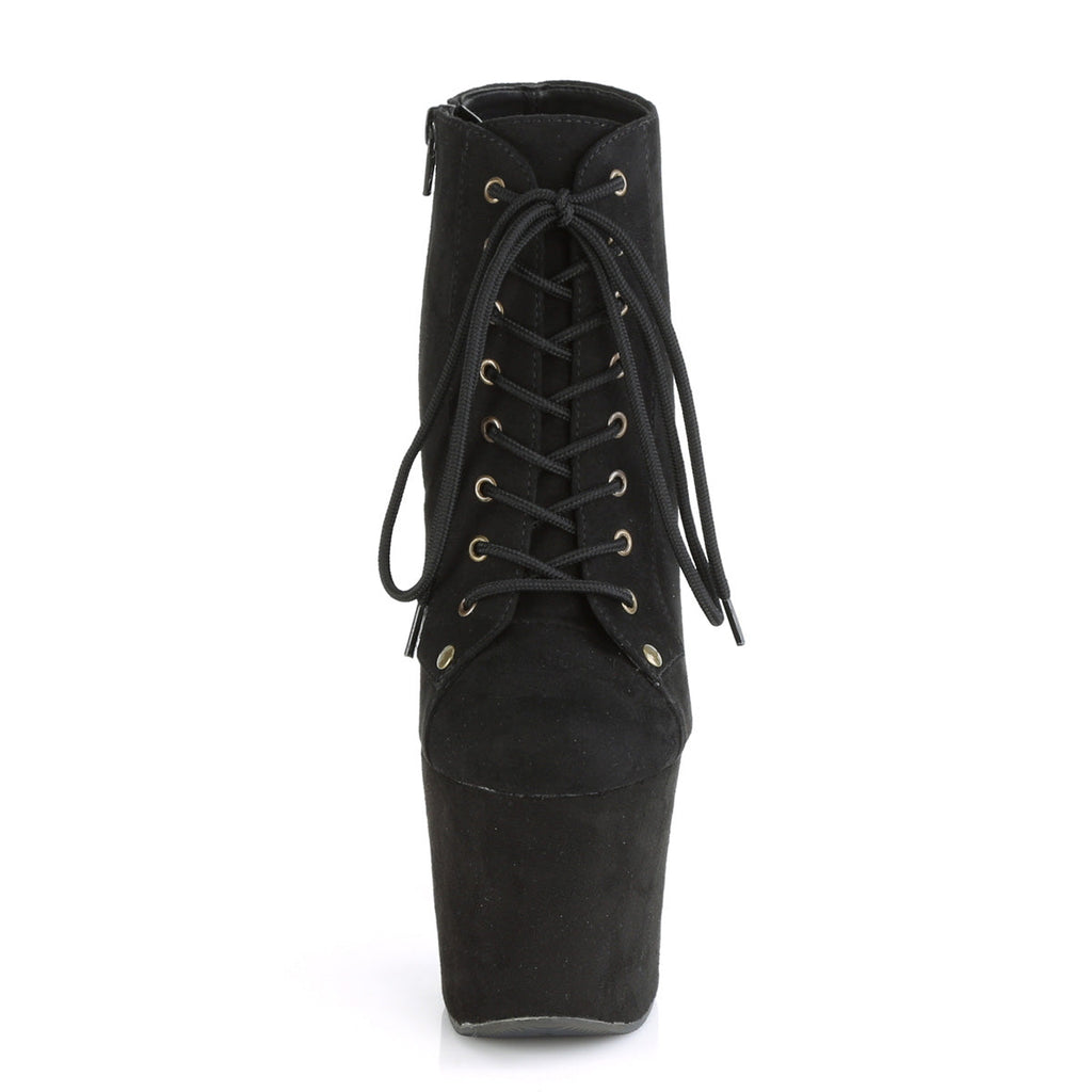 Pleaser Womens Ankle Boots RADIANT-1005 Blk Faux Suede/Blk Faux Suede