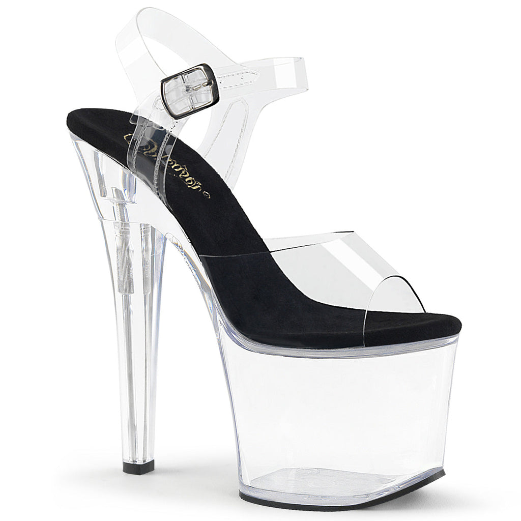 Pleaser Womens Sandals RADIANT-708 Clr-Blk/Clr