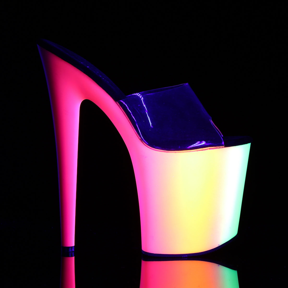 Pleaser Womens Sandals RAINBOW-801UV Clr/Neon Multi