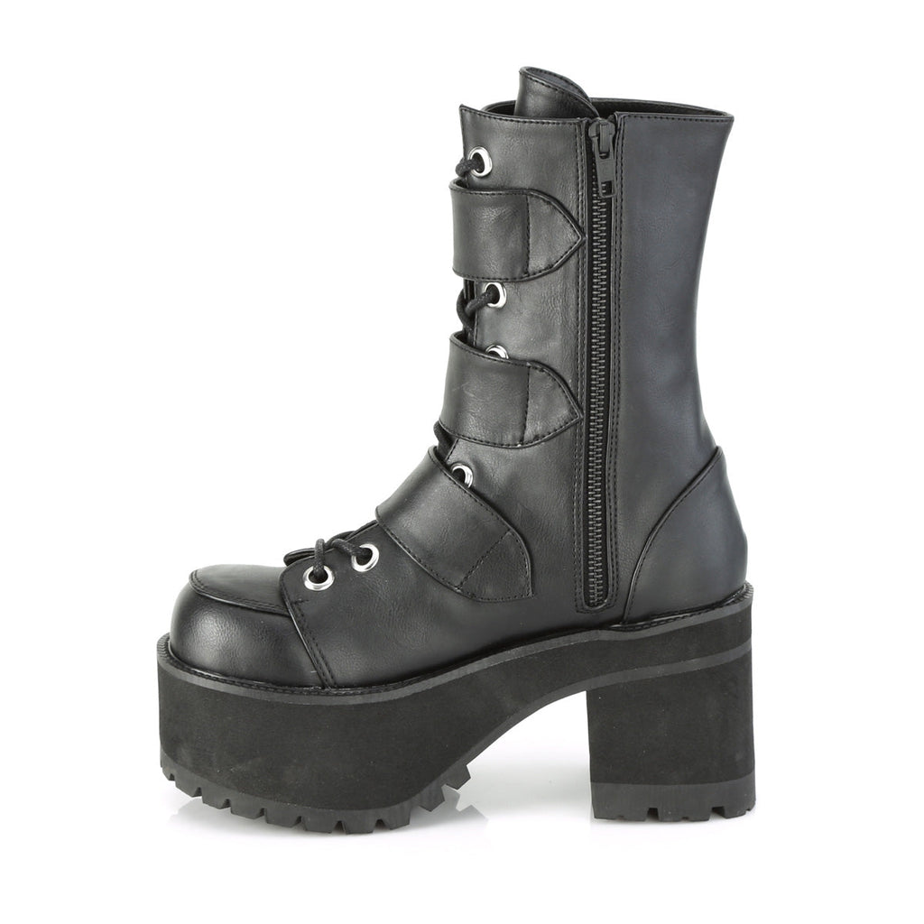DemoniaCult Womens Ankle Boots RANGER-308 Blk Vegan Leather