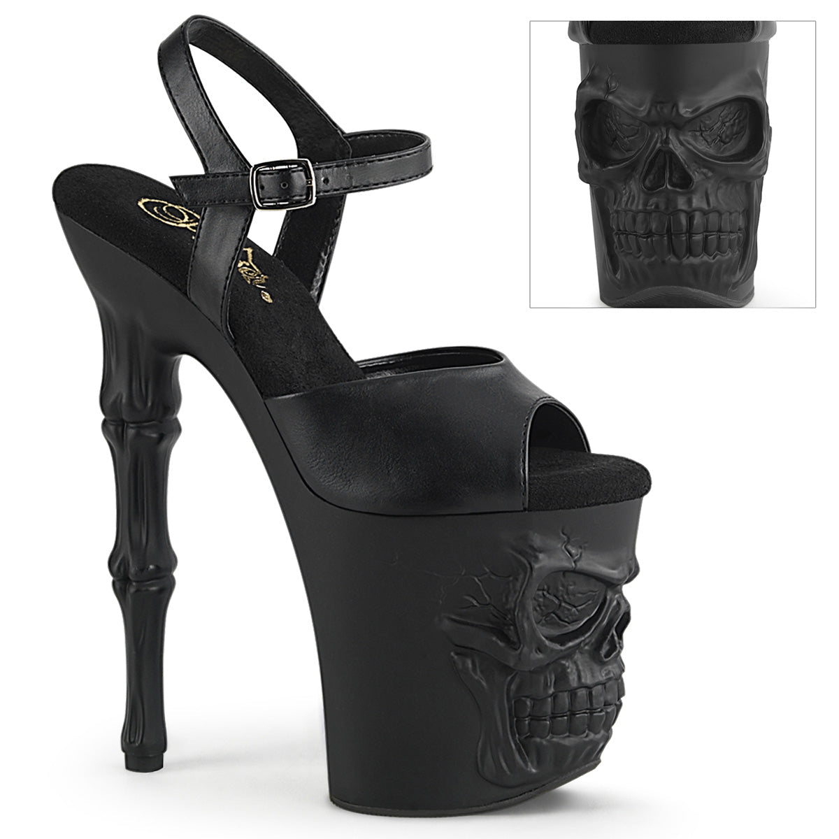 Pleaser  Sandals RAPTURE-809 Blk Faux Leather/Blk Matte