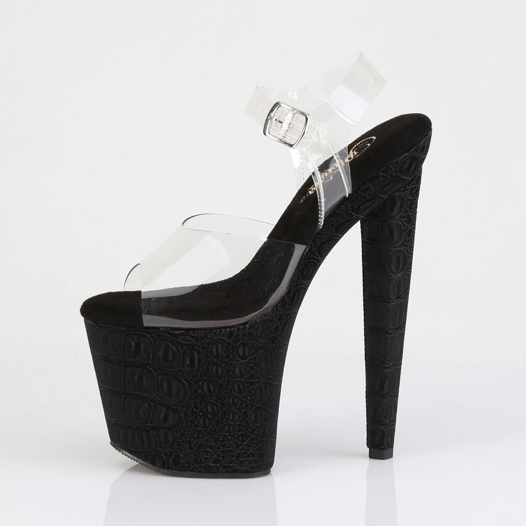 Pleaser Women's Platform Shoes RAZZLE-808WR Clr/Blk Reptile Print