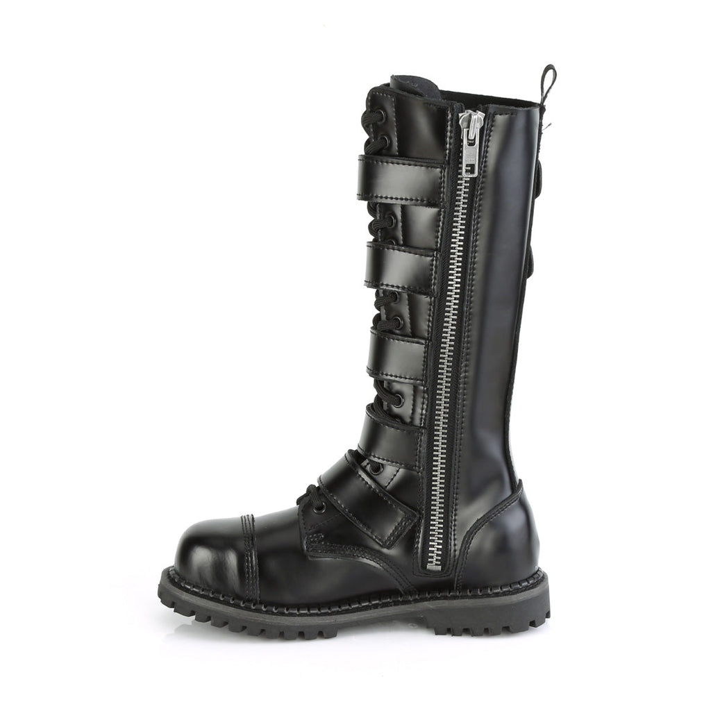 DemoniaCult Mens Boots RIOT-18BK Blk Leather
