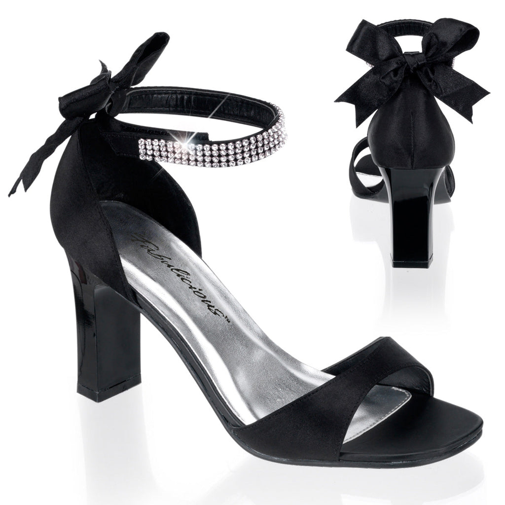 Pleaser Pink Label Womens Pumps ROMANCE-372 Blk Satin