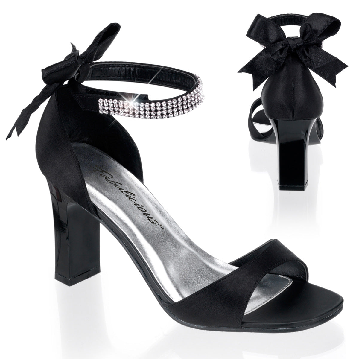 Pleaser Pink Label Womens Pumps ROMANCE-372 Blk Satin