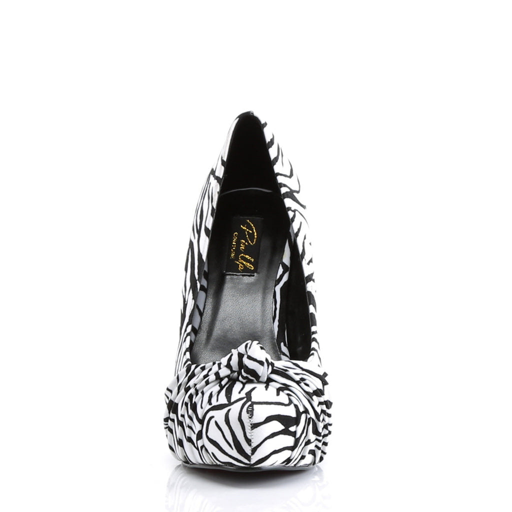 Pin Up Couture Womens Pumps SAFARI-06 Blk-Wht Zebra Print Velvet