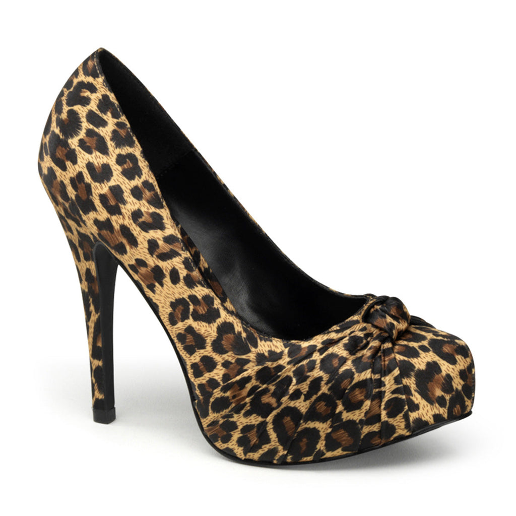 Pin Up Couture Womens Pumps SAFARI-06 Tan Leopard Print Satin