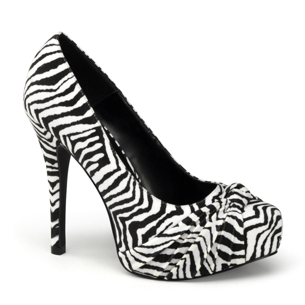 Pin Up Couture Womens Pumps SAFARI-06 Blk-Wht Zebra Print Velvet