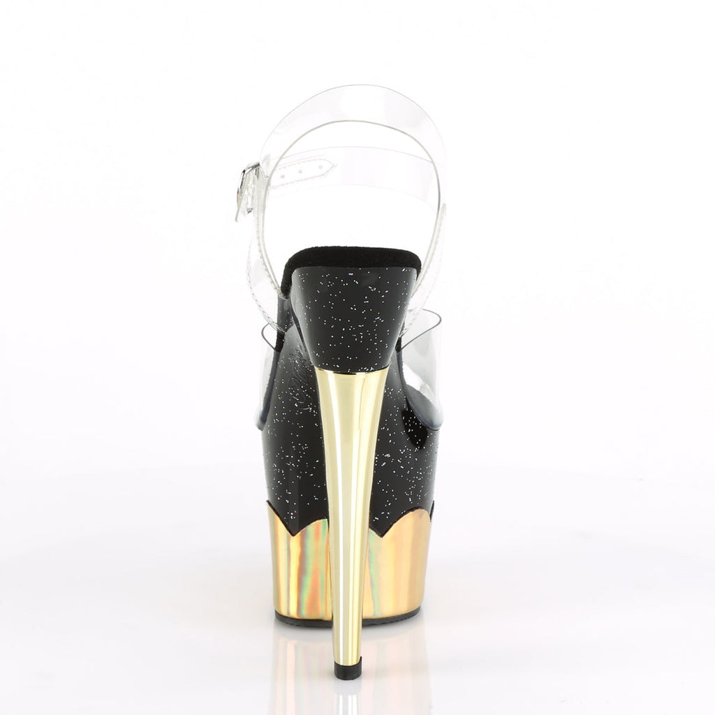 Pleaser Womens Sandals SCALLOP-708-2HGM Clr/Blk-Gold Hologram