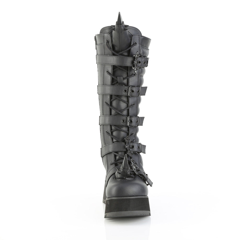 DemoniaCult Women's Mid-Calf & Knee High Boots SCENE-157 Blk Vegan Leather