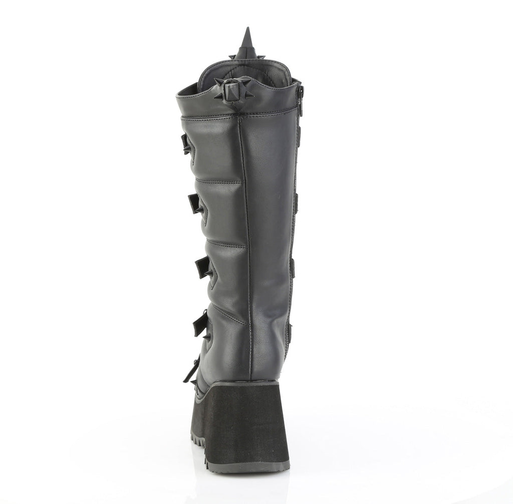 DemoniaCult Women's Mid-Calf & Knee High Boots SCENE-157 Blk Vegan Leather
