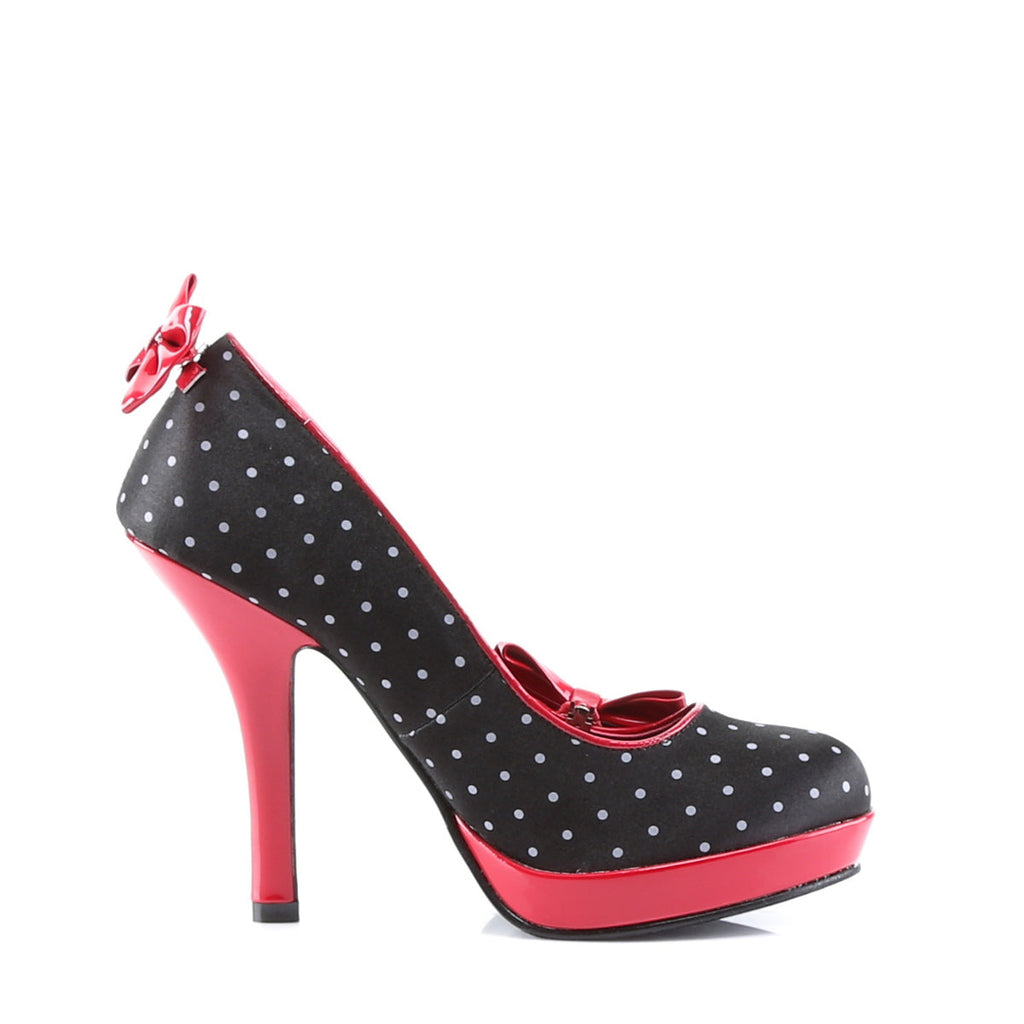 Pin Up Couture Womens Pumps SECRET-12 Blk Satin-Red Pat (Polka Dots Print)