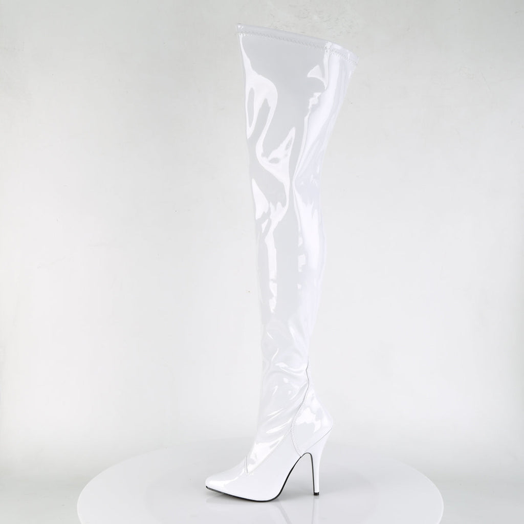 Pleaser Womens Boots SEDUCE-3000 Wht Str Pat