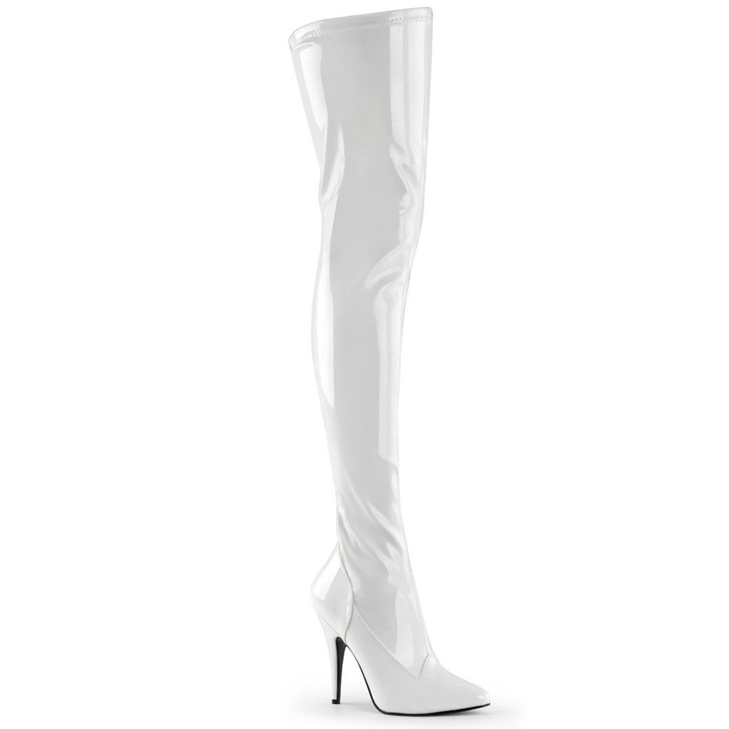 Pleaser Womens Boots SEDUCE-3000 Wht Str Pat
