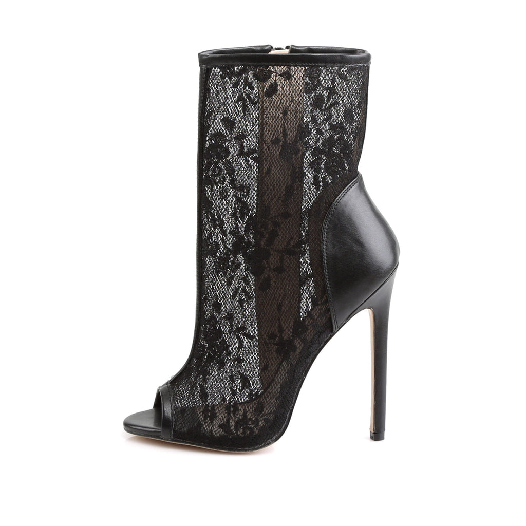 Fabulicious Womens Ankle Boots SEXY-1008 Blk Pu-Lace