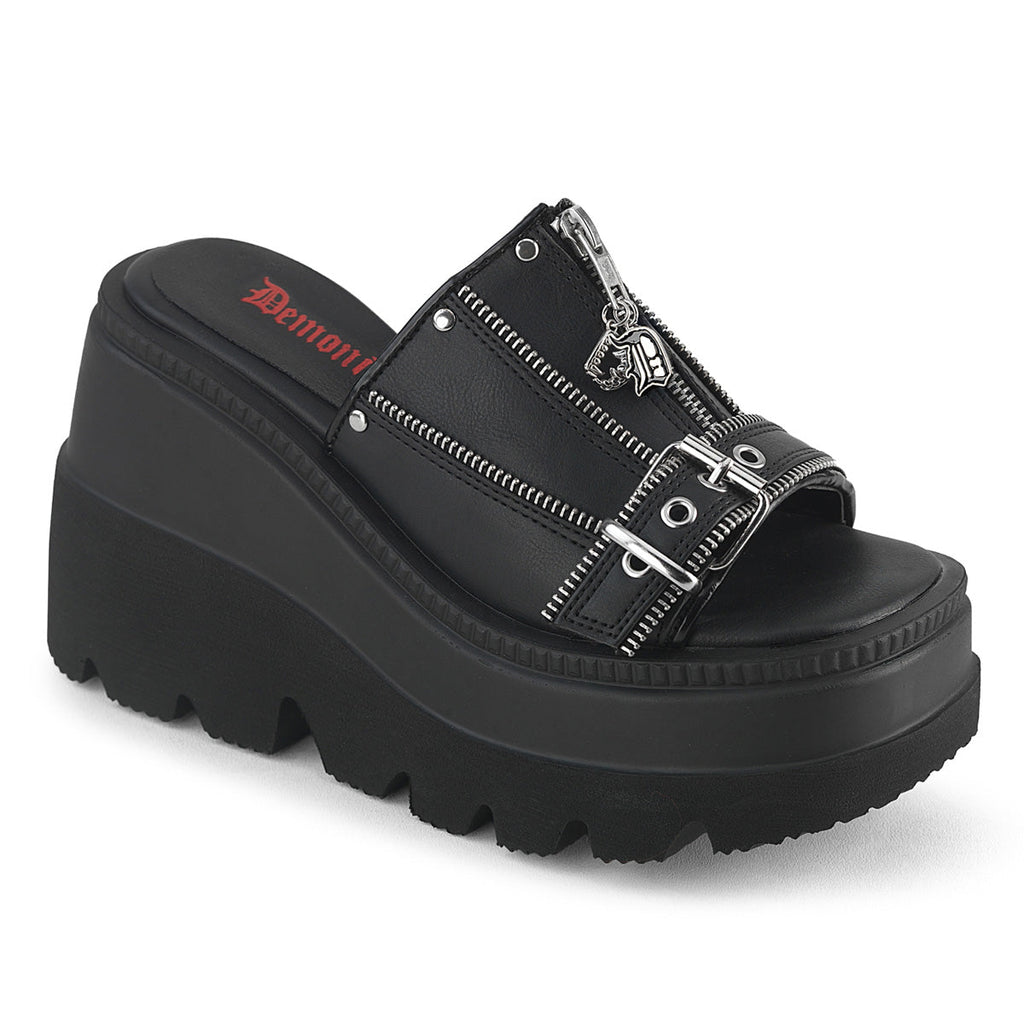DemoniaCult Women's Sandals SHAKER-07 Blk Vegan Leather