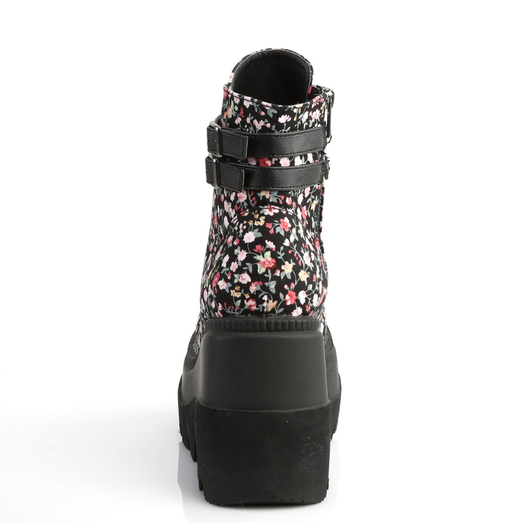 DemoniaCult Womens Ankle Boots SHAKER-52ST Floral Fabric