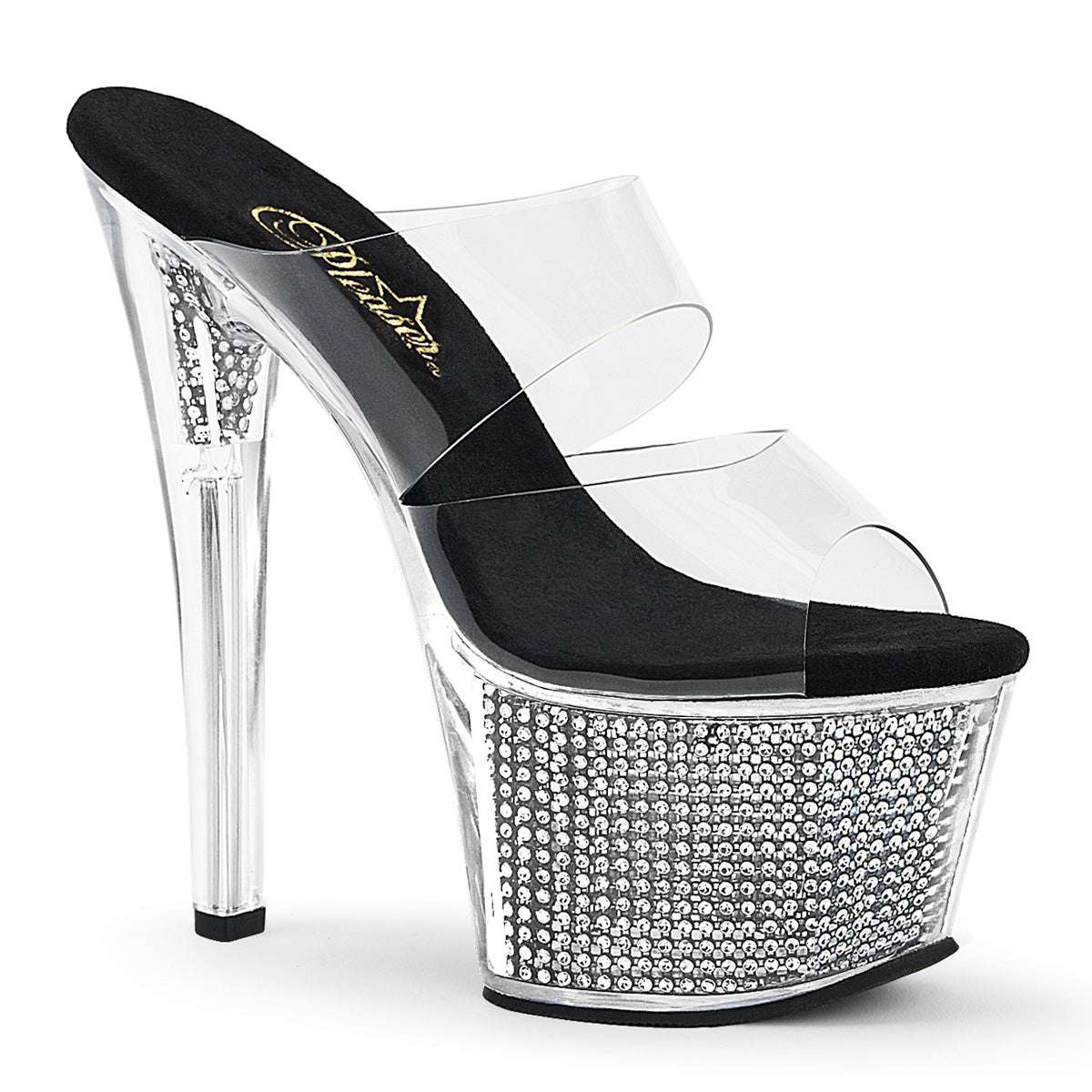 Pleaser Womens Sandals SKY-302SRS Clr/Blk SRS