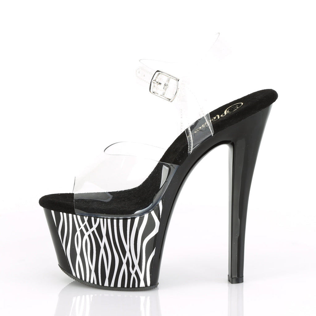 Pleaser Womens Sandals SKY-308CP-2 Clr/Blk-Slv Chrome
