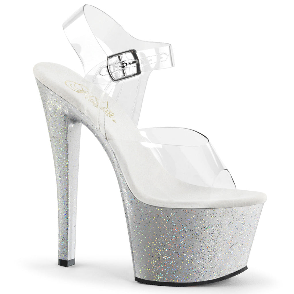 Pleaser Womens Sandals SKY-308MG Clr/Slv