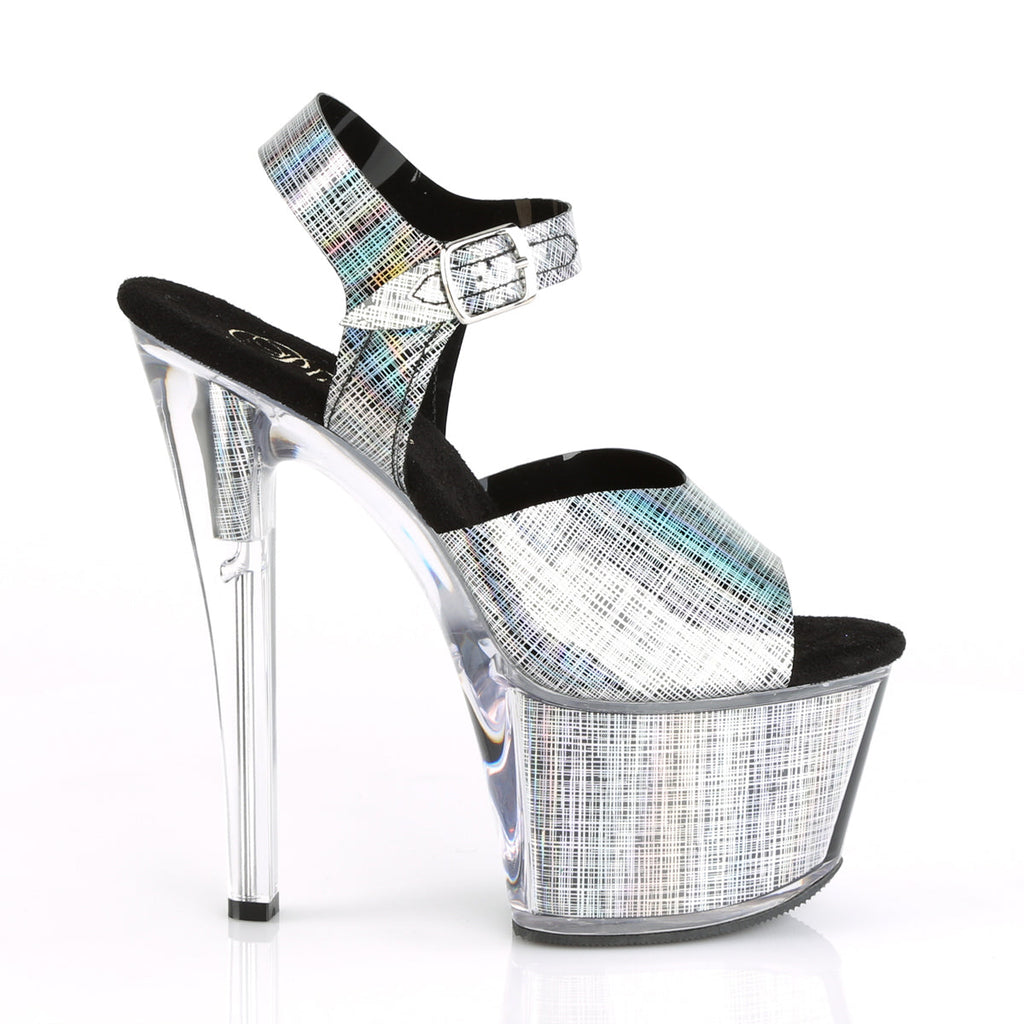 Pleaser Womens Sandals SKY-308N-CRHM Blk Hologram TPU/Blk Hologram