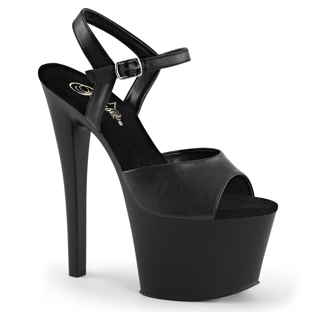 Pleaser Womens Sandals SKY-309 Blk Faux Leather/Blk Matte