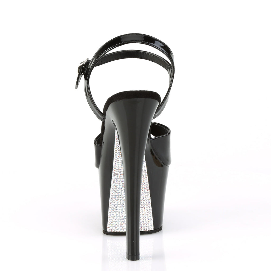 Pleaser Womens Sandals SKY-309CRS Blk/Blk-Slv AB RSTN