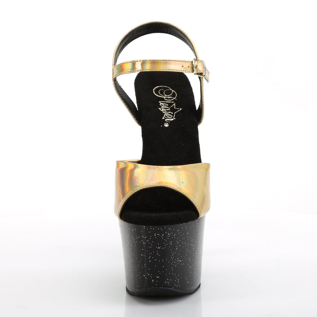Pleaser Womens Sandals SKY-309HG Gold Hologram/Blk