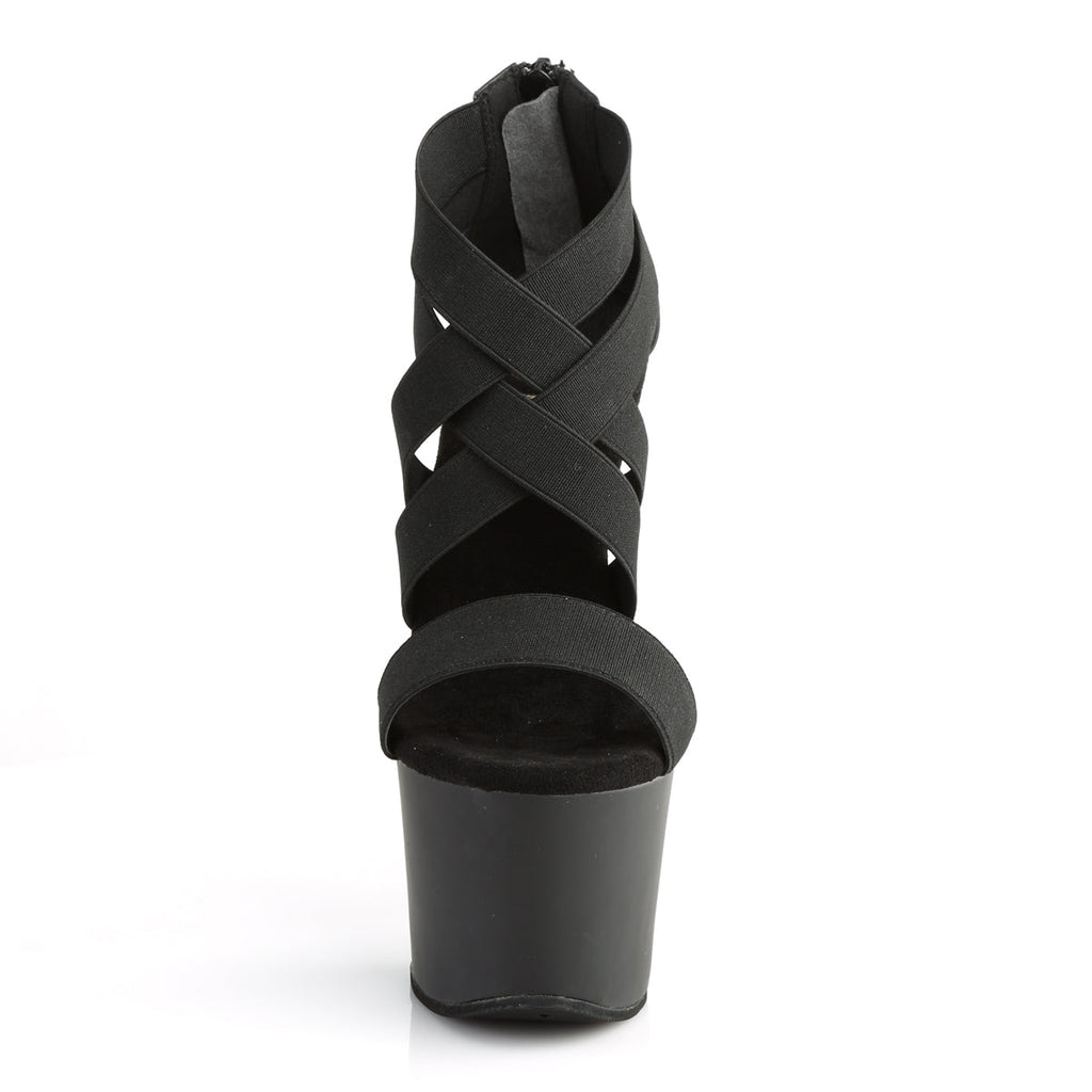 Pleaser Womens Sandals SKY-369 Blk Elastic Band/Blk Matte