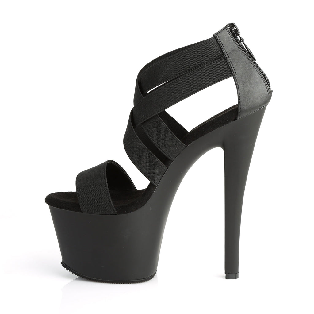 Pleaser Womens Sandals SKY-369 Blk Elastic Band/Blk Matte