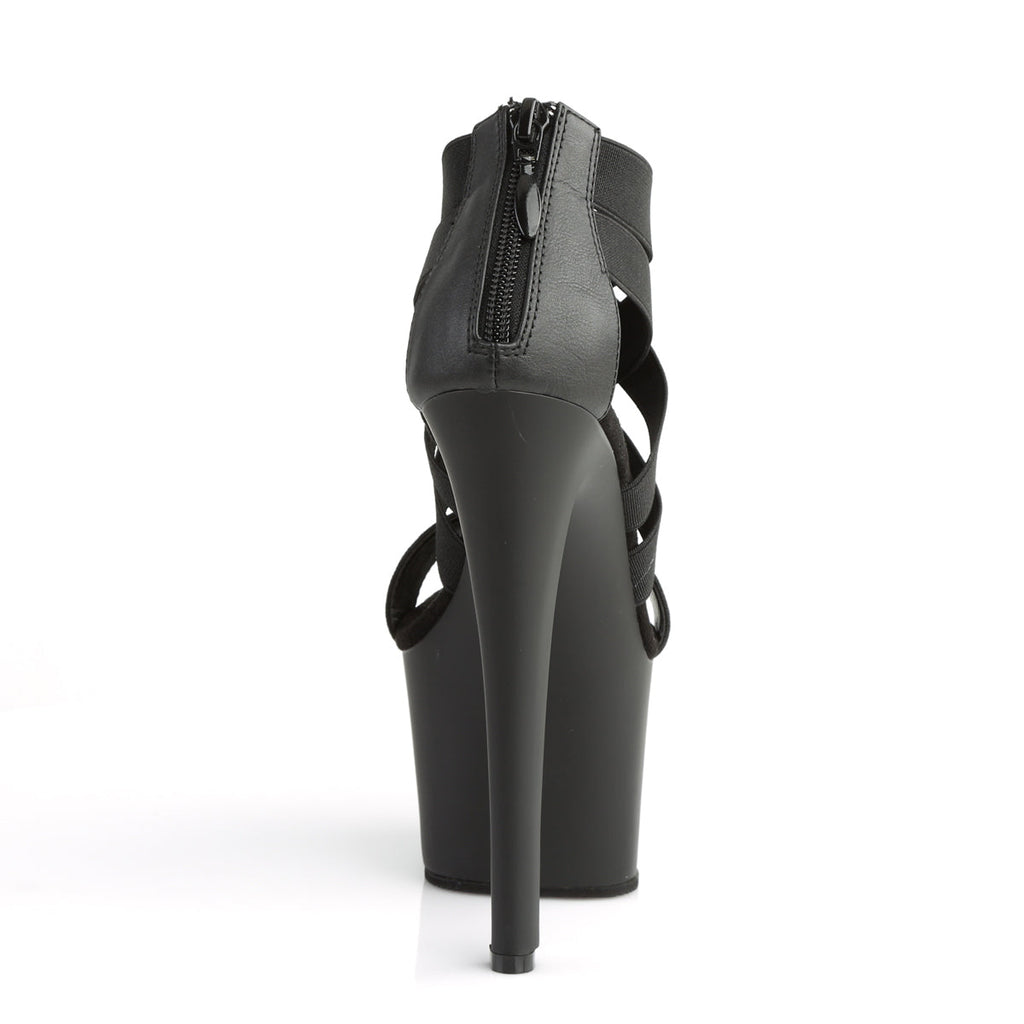 Pleaser Womens Sandals SKY-369 Blk Elastic Band/Blk Matte