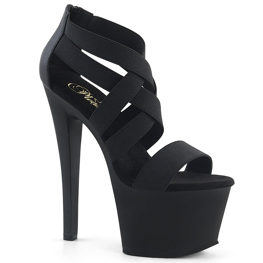 Pleaser Womens Sandals SKY-369 Blk Elastic Band/Blk Matte