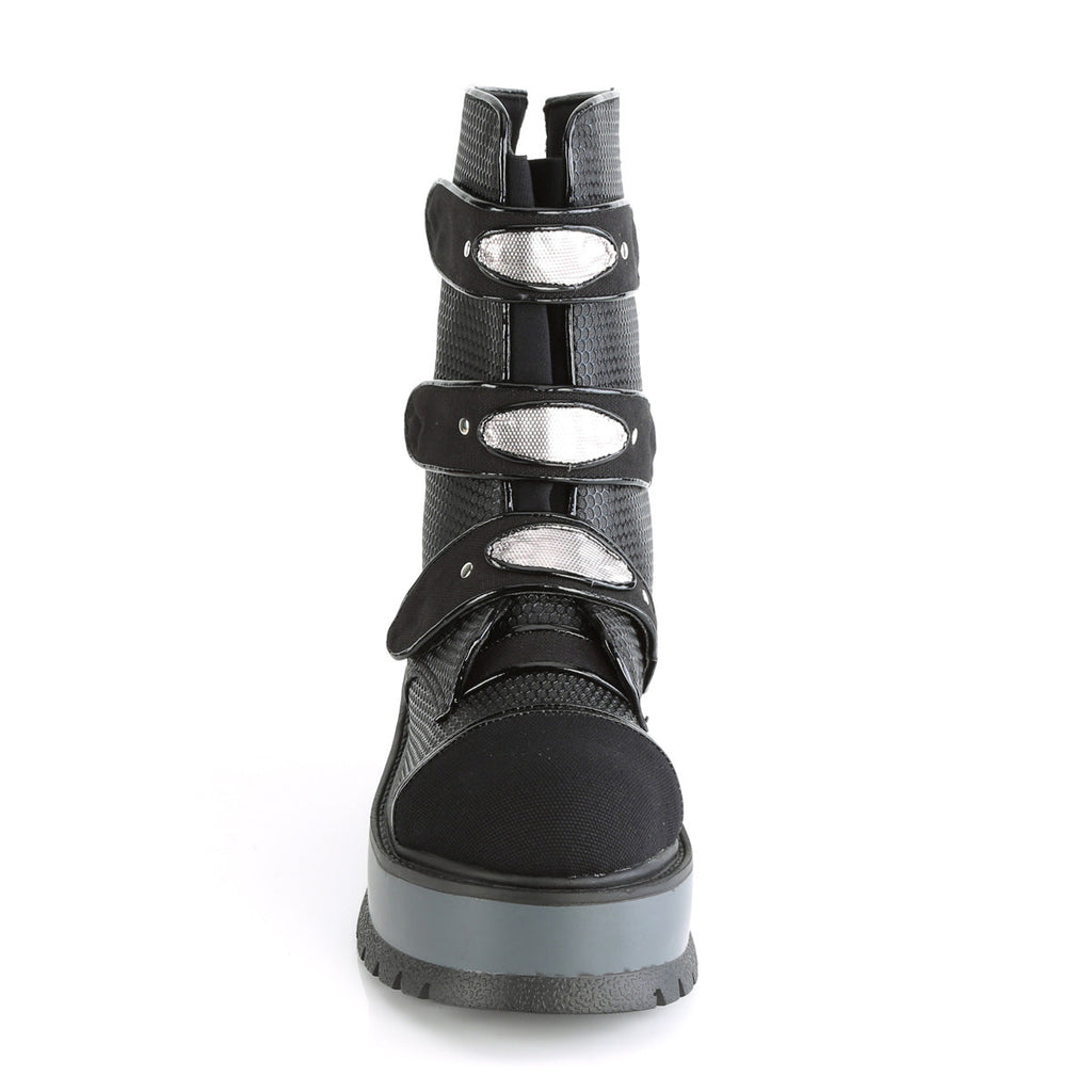 DemoniaCult Womens Boots SLACKER-101 Blk Vegan Leather-Canvas