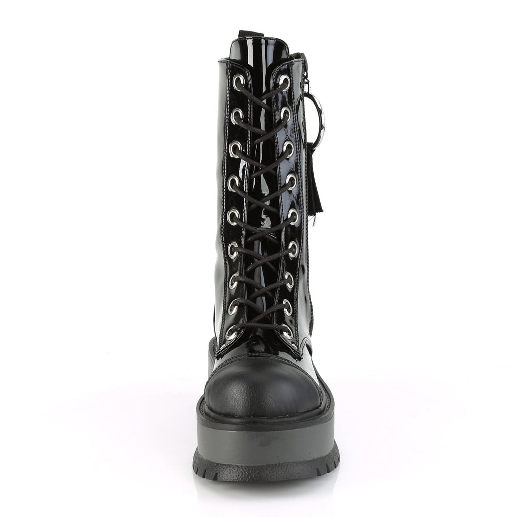 DemoniaCult Womens Boots SLACKER-220 Blk Pat-Vegan Leather