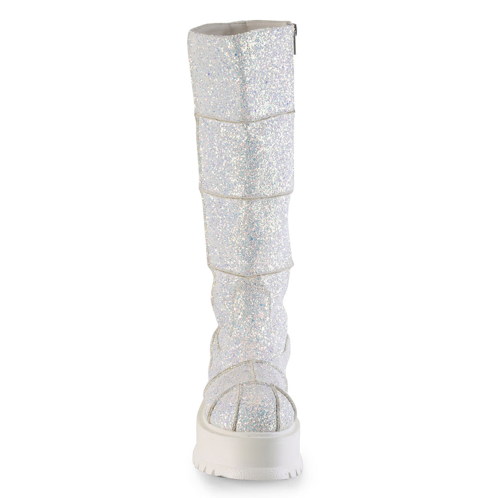 DemoniaCult Womens Boots SLACKER-230 Wht Multi Glitter