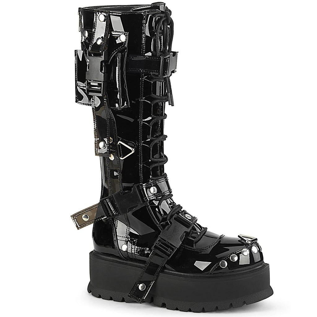 DemoniaCult Womens Boots SLACKER-260 Blk Pat
