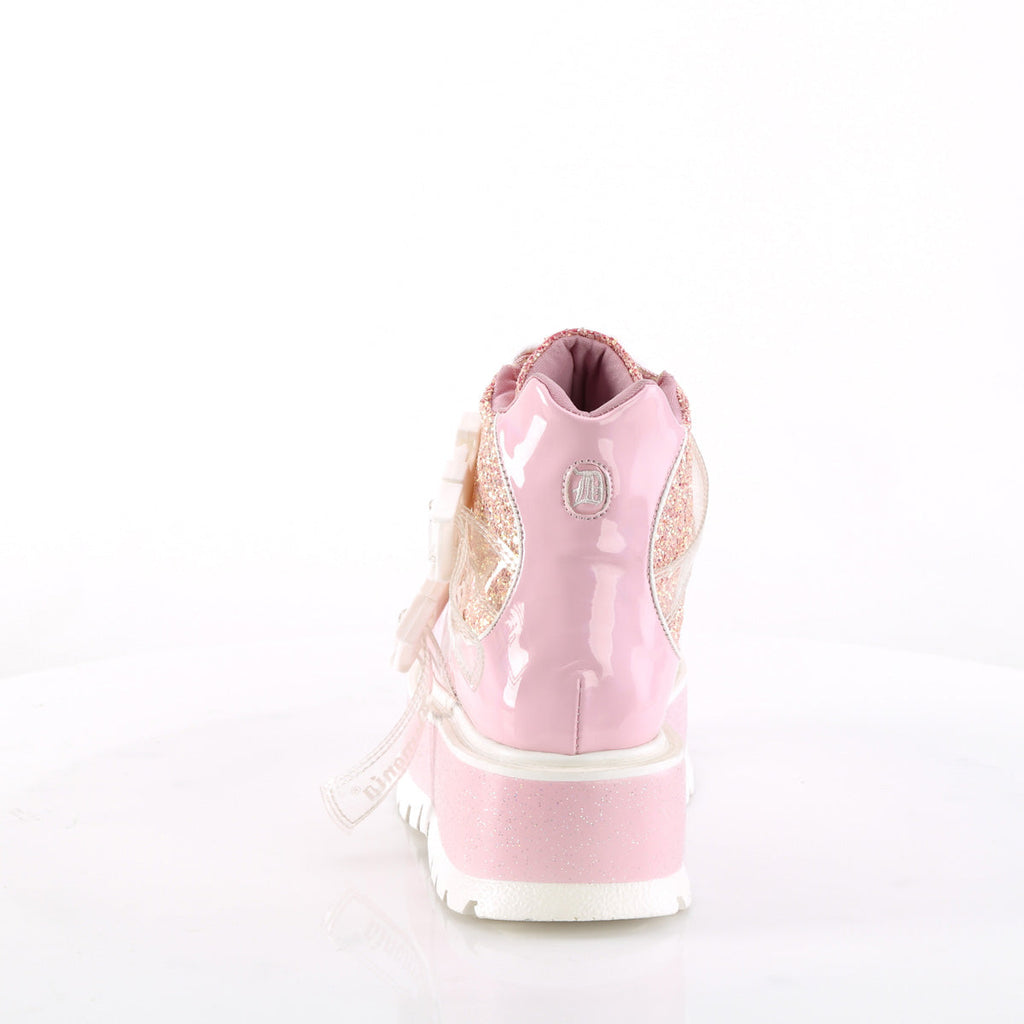 DemoniaCult  Ankle Boots SLACKER-50 B. Pink Holographic Pat-Pink Multi Glitter